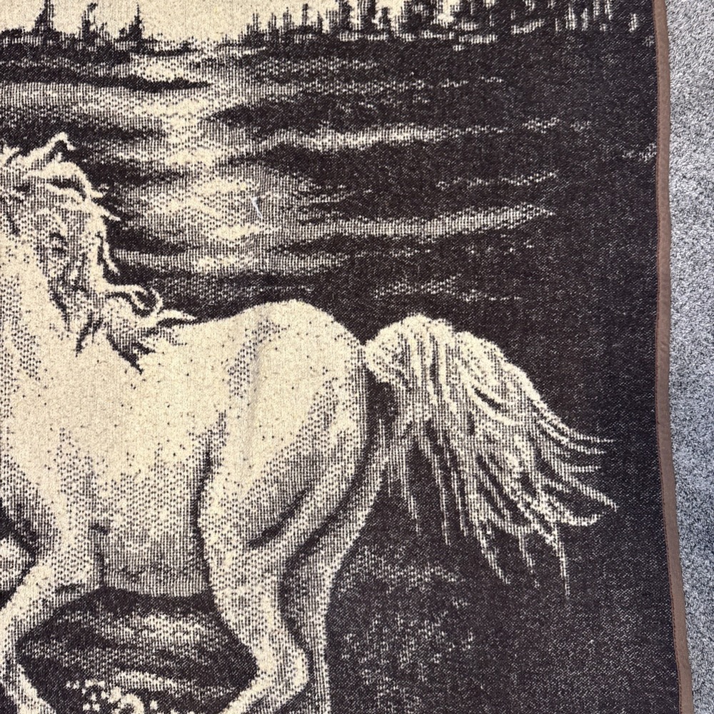 76x50" LINTEX INTERNATIONAL Spain Horse Reversible Blanket Throw VNTG - Picture 10 of 14